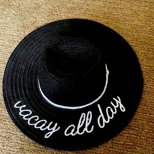 VACAY ALL DAY black floppy hat